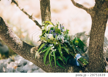 Wedding bridal bouquet of roses, lisianthus 29751639