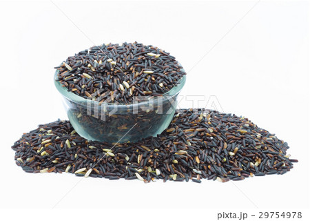 Black rice on glass bowl Black rice on glass bowl 29754978