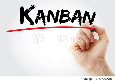 Hand writing Kanban with marker 29755286