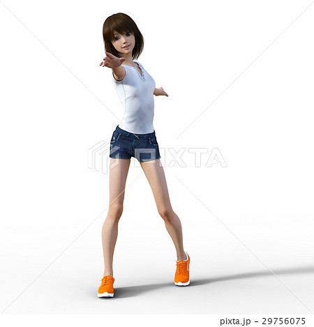 ポーズする若い女性　perming3DCG イラスト素材 29756075