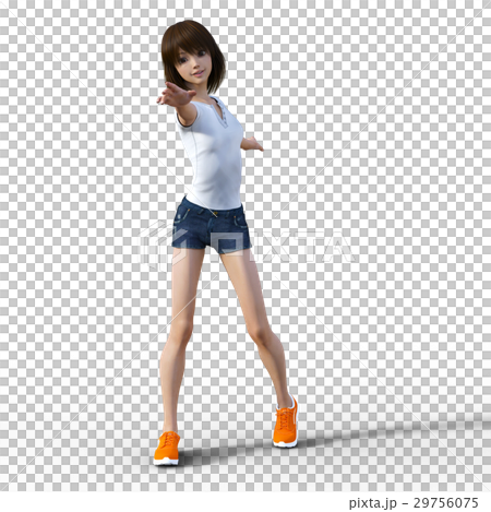ポーズする若い女性　perming3DCG イラスト素材 29756075