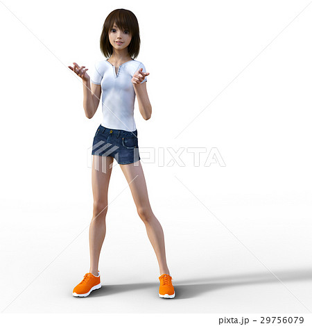 ポーズする若い女性 perming3DCG イラスト素材 ポーズする若い女性 perming3DCG イラスト素材 29756079