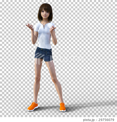 Young woman posing posing3DCG Illustration material 29756079