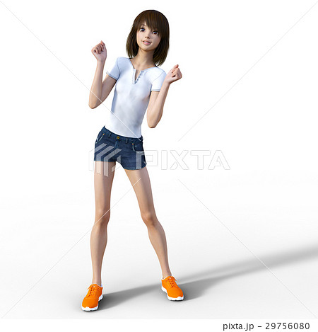ポーズする若い女性 perming3DCG イラスト素材 ポーズする若い女性 perming3DCG イラスト素材 29756080