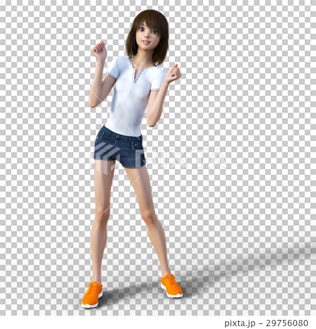 ポーズする若い女性 perming3DCG イラスト素材 ポーズする若い女性 perming3DCG イラスト素材 29756080