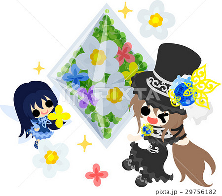黒いシルクハットの少女と可愛い妖精と花のクリスタル 黒いシルクハットの少女と可愛い妖精と花のクリスタル 29756182