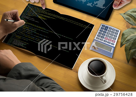 "Developer Team Working Laptop Computer Softw 29756428