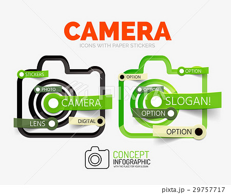 Vector camera linear style icons, 3d cut out 29757717