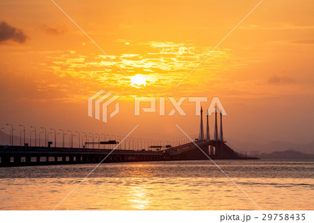 Concrete bridge view during sunrise as background 29758435