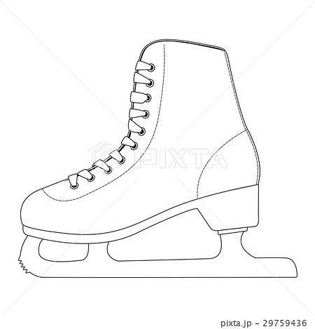 Ice skate. Outline drawing, side view - Stock Illustration [29759436] -  PIXTA
