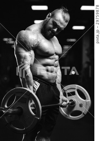 Handsome athletic man training pumping up muscles 29759878