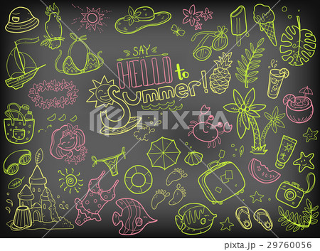 Vector cute doodle collection of summer. The sea 29760056