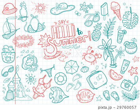Vector cute doodle collection of summer. The sea 29760057