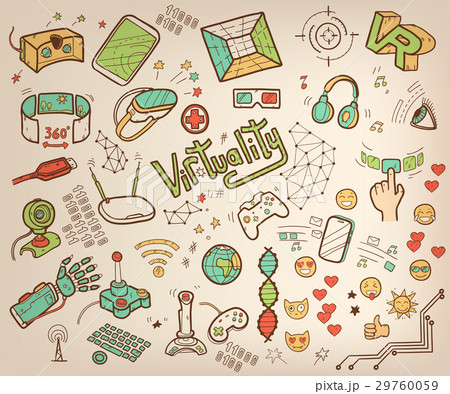Doodle vector collection of virtual reality and 29760059