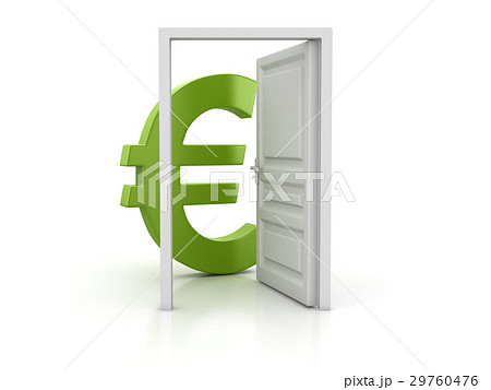 Open Door and Green Euro Sign Open Door and Green Euro Sign 29760476