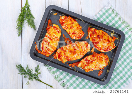 roasted in oven Chicken breast, top view roasted in oven Chicken breast, top view 29761141
