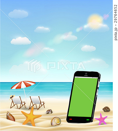 smartphone blank screen on a sea sand beach with s smartphone blank screen on a sea sand beach with s 29764652