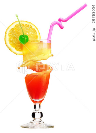 Tequila sunrise cocktail with ice. 29765054
