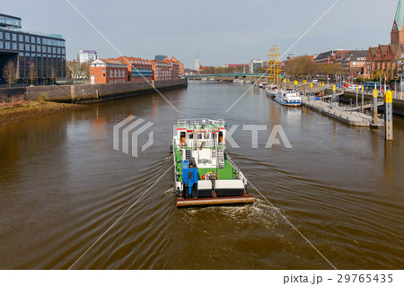 Bremen. River tugboat on the river Weser. 29765435