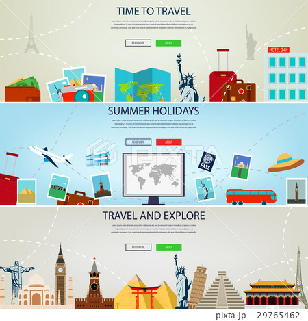 Three Travel and Tourism Headers, Banners. Summer 29765462