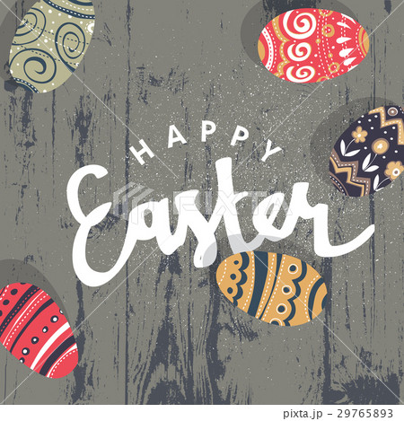 Easter eggs on wooden board.  Happy Easter  29765893