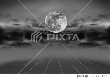 Beauty sky with super moon and silhouette of cloud Beauty sky with super moon and silhouette of cloud 29770167