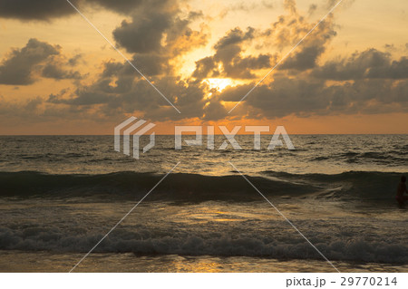 a beautiful sunset in the sea 29770214