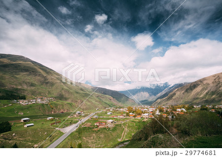 Sioni Village On Mountain Background In Kazbegi 29774681