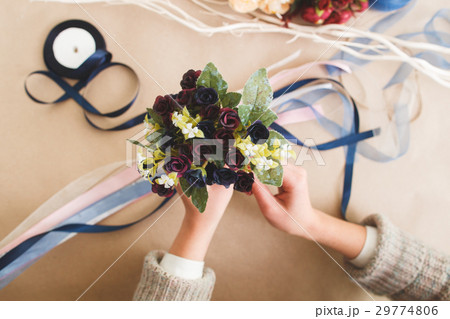 Bright bouquet, artificial flower. Craftsmanship. 29774806