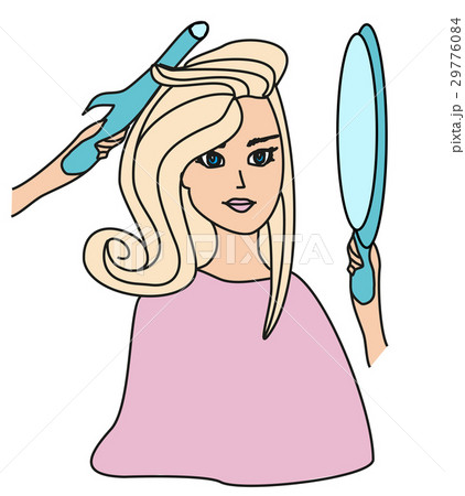 Hairstylist curling hair to woman Hairstylist curling hair to woman 29776084