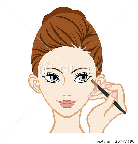 アイメイクをする女性 顔アップのイラスト素材