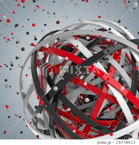 3d sphere of multicolored rings in cloud  29778011