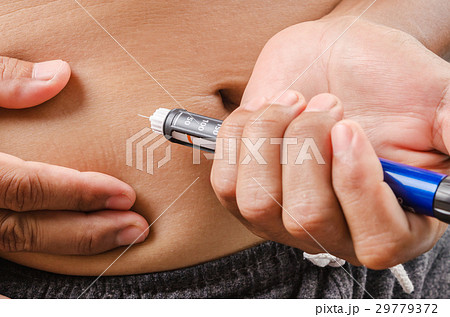 Making injection with insulin pen or syringe. 29779372