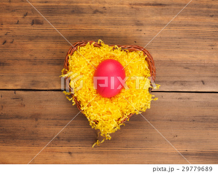 Colored chicken egg on background of bright yellow 29779689