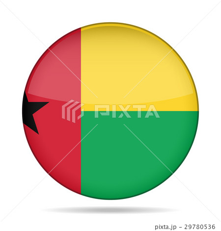 Flag of Guinea-Bissau. Shiny round button.