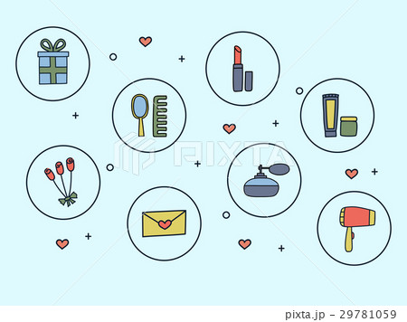 Icons of women accessories and cosmetics doodle  29781059