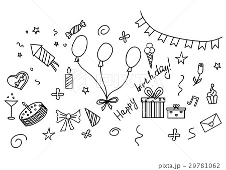 Happy birthday hand drawn set doodle 29781062