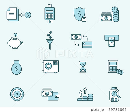 Set of icons linear design finance . Vector  29781065