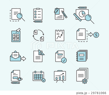 Set of icons linear design documents for business 29781066