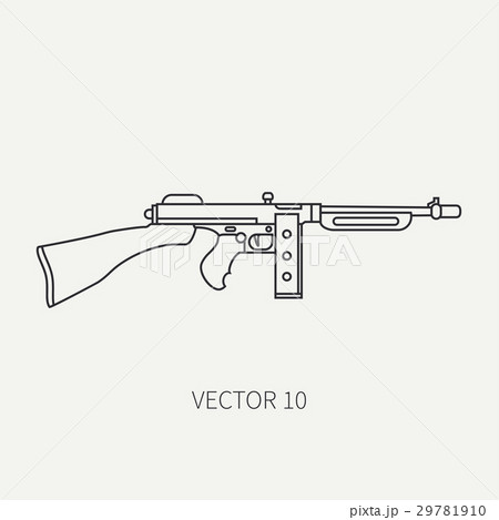 Line flat plain vector military icon - machine gun Line flat plain vector military icon - machine gun 29781910