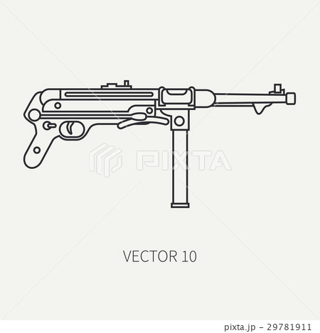 Line flat plain vector military icon - machine gun Line flat plain vector military icon - machine gun 29781911