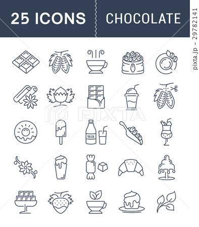 Set Vector Flat Line Icons Chocolate Set Vector Flat Line Icons Chocolate 29782141
