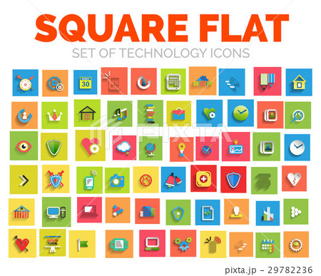 Square flat technology web icon set Square flat technology web icon set 29782236