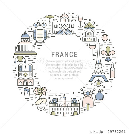 Vector Flat Line Banner Paris and France 29782261