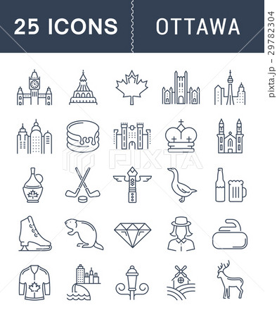 Set Vector Flat Line Icons Ottawa 29782304