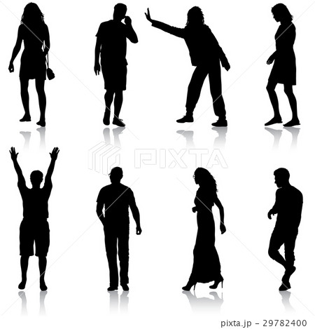 Black silhouette group of people standing 29782400