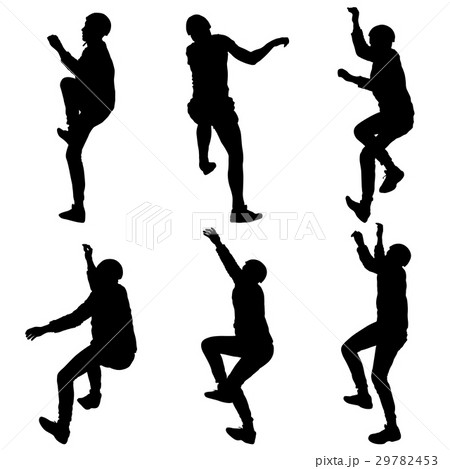 Black set silhouette rock climber white background Black set silhouette rock climber white background 29782453