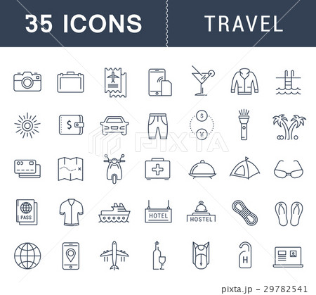 Set Vector Flat Line Icons Travel 29782541