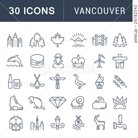Set Vector Flat Line Icons Vancouver and Canada 29782542