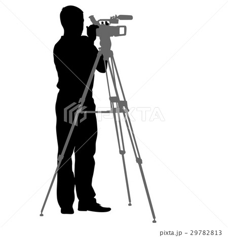 Cameraman with video camera. Silhouettes on white 29782813